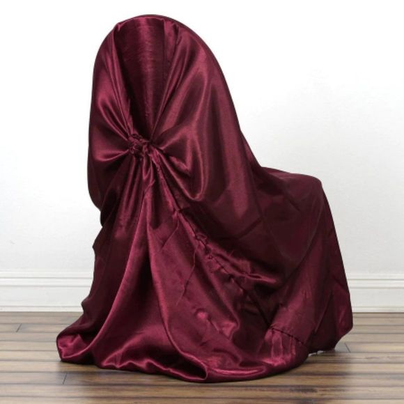 Burgundy Universal Satin 300 Chair Cover - Picture 1 of 3